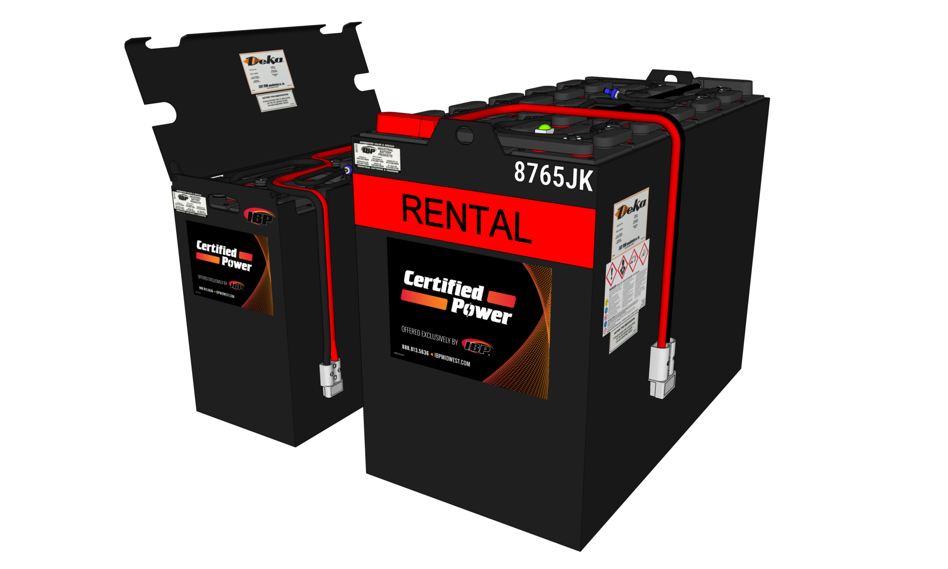 A rental battery for industrial equipment